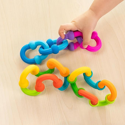Fat Brain Toys Plip Links Silicone Building Toys for Creative Play Creative Construction Play Set for Preschoolers Kids Toys Ages 3 to 12