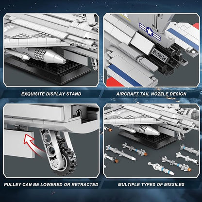 Reobrix F-16 Fighter Jet Building SetsMilitary Fighter Display ModelAir Force Building Block Set 33027Fighting Falcon Airplane Army Construction SetToys Gifts for Military Fans and Kid 14+1377PCS