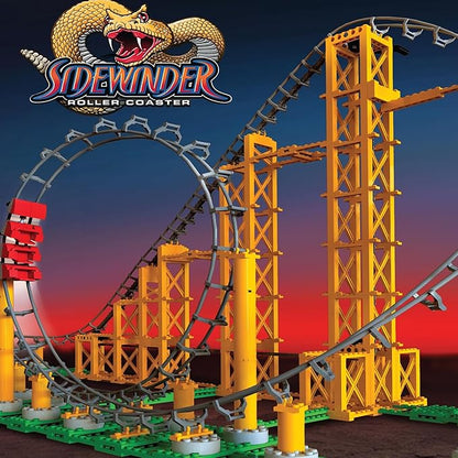 CDX Blocks: Sidewinder - 825 Pieces Building Brick Set Gravity Powered Looping Coaster Model Promotes STEM Learning