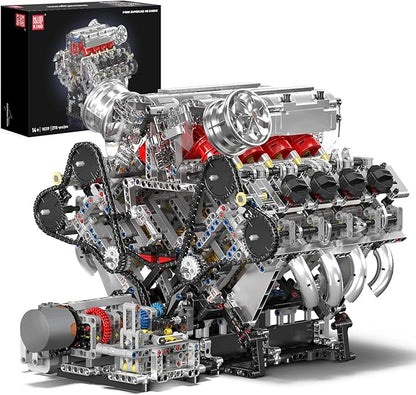 Mould King 10219 V8 Engine Model Kit - Build Your Own Supercar Model Engine STEM Engineering Building Blocks Sets with Motor 8-Cylinder Engine Building Kits for Teens Adults(2718 Pieces)