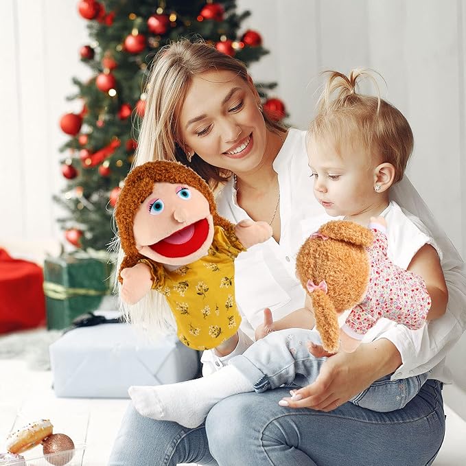 6 Pcs Family Hand Puppets 12 Inch Grandparents Mom &amp Dad Brother &amp Sister Plush Hand Puppet Toys Role-Play Toy Puppets for Kids Storytelling Imaginative Pretend Play Teaching Preschool(6 Fam