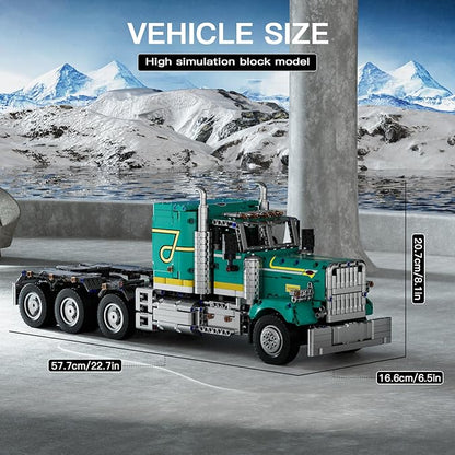Mould King RC Semi Truck Toys Building Sets American Truck Toy for Aged 14+ 13201 Realistic Tractor Model with Motor Heavy Equipment Transporter Build and Display Blocks Kits (2064 Pieces)