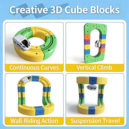 Electric Train Set 3D Magic Flexible Race Tracks for Kids Ages 3 4 5 6 7 8 51PCS Anti Gravity Race Track with Car STEM Educational Building Toy Boys Girls Birthday Christmas