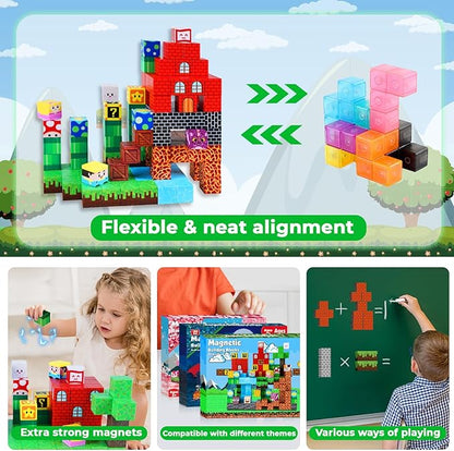 Magnetic Blocks - 150 PCS Build Adventure Game Castle - Magnetic Toys for Montessori Toddler Christmas Birthday Gifts - STEM Sensory Toys for 3 4 5 6 7 8 9 10 Year Old Boys &amp Girls