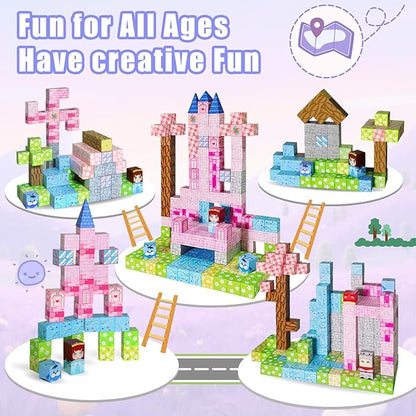 100PCS Magnetic Blocks Magnetic Building Blocks STEM Constructions Magnet Blocks for Boys Girls Age 3 4 5 6 7 8 9 10 Sensory Stacking Toy Christmas Birthday Gifts for Kids
