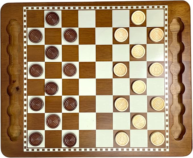 Regal Games Luxury Checkers Board Game for Adults &amp Kids - Classic Wooden Board Game Set with 24 Checkers Pieces - Travel and Portable Table Games (Ages 8+)