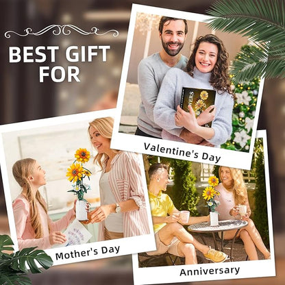 BlockPro Upgrade Sunflower Building Set for Adults Teens Botanical Collection Flower Bouquet with Vase Gift for Birthday Mother's Day Anniversary Pretty Home Decor for Flower Lovers (821pcs)