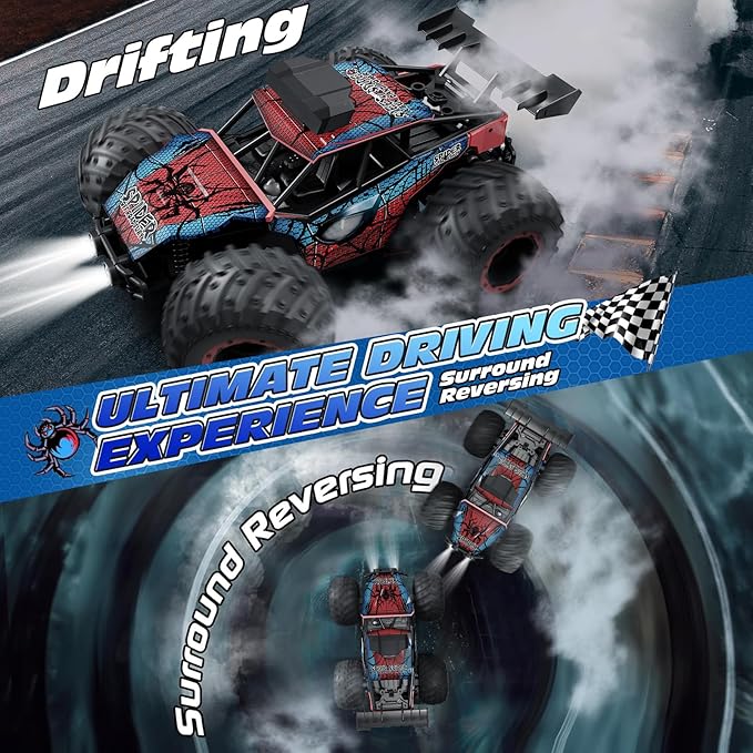 Tecnock RC Truck Remote Control Car for Kids Ages 6-8 8-12 1/20 Scale Off Road 2WD RC Cars with LED Lights and 50 Min Run Time 2.4GHz All Terrain Toys Vehicle Gifts for Boys Girls