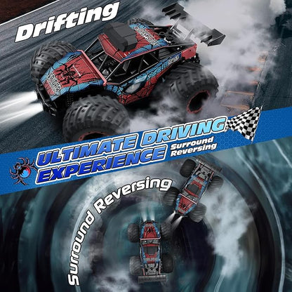 Tecnock RC Truck Remote Control Car for Kids Ages 6-8 8-12 1/20 Scale Off Road 2WD RC Cars with LED Lights and 50 Min Run Time 2.4GHz All Terrain Toys Vehicle Gifts for Boys Girls