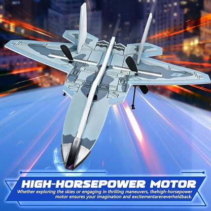 Rc Plane Remote Control Airplane For Boys Kids 6+ Adults Toy Flying Airplane Skyriders Rc Jet Easy To Fly Outdoor Glider For Kids &amp Beginners (Black-Blue)