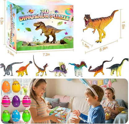 8Pcs Lifelike 3D Puzzles for KidsDinosaur Building Toys for 5 6 7 8+ Year Old Boys GirlsSlot-Assembly Building BlocksDinosaur Realistic Figures SetEducational Toys Ideal for ClassParty