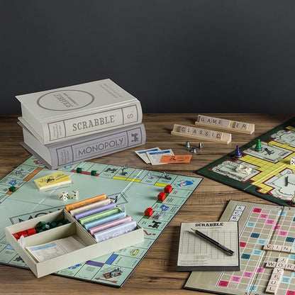 WS Game Company Collection of 15 Vintage Bookshelf Board Games Including Scrabble Monopoly Clue Yahtzee Chess Boggle Candy Land Connect Four &amp Sorry! - Classic Family Games for Kids &amp