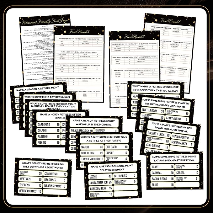 20 Pcs Retirement Friendly Feud Game Set Retirement Party Game Trivia Quiz with 18 Card 2 Buzzer for Adults Family Games Activities Party Supplies Battery Not Included