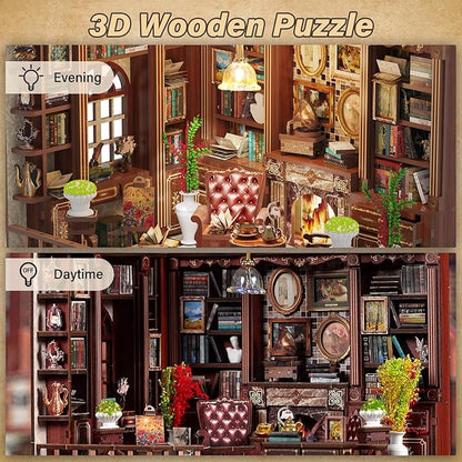 Book Nooks for Adults DIY Miniature Dollhouse Book Nook Kit Model Kits Craft Kits for Adults 3D Wooden Puzzle Book Nook Craft Bookshelf Decor Adult Craft Kits Gift with Led Light