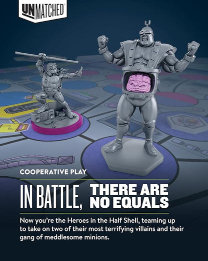 Restoration Games Unmatched Adventures Teenage Mutant Ninja Turtles - Cooperative Strategy Board Game for 1 to 4 Players - Heroes and Villains Expansion - 20-60 Min Playtime - Ages 9+