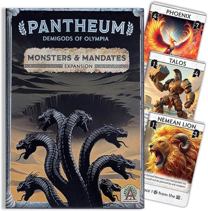 Monsters &amp Mandates Expansion for Pantheum by Archwood Games | 3 Modular Add-Ons with New Demigods Monsters &amp Mandate Missions | Strategy Expansion for Ages 12+ | 1–4 Players | 45–60 Min Play