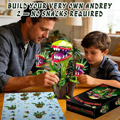 Piranha Plant Audrey 2 Building Blocks Set Little Shop of Horrors Carnivorous Flower Model with 4 Openable Mouth Toys Gifts for Kids Adults TV Movie Fans Halloween Christmas Birthday Gift（428PCS）