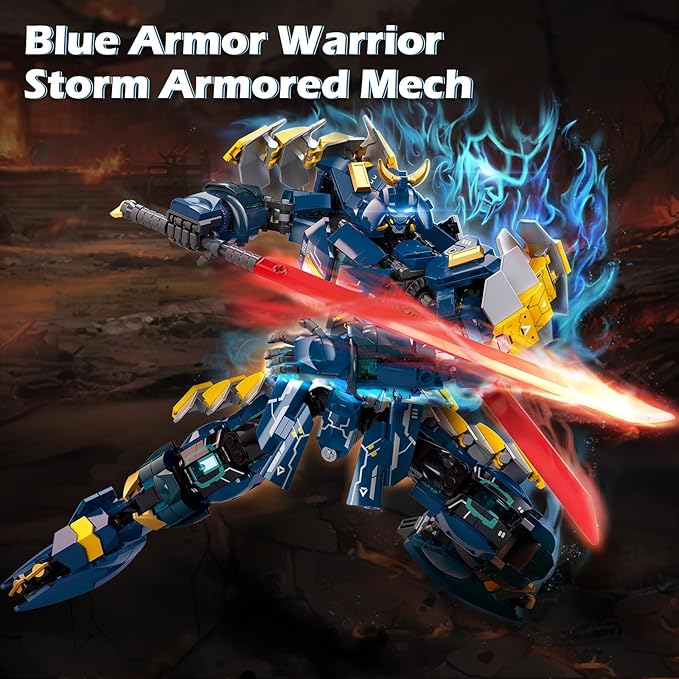 HIGH GODO Samurai Mech Warrior Building Set Double Swords Armor Robot Openable Cockpits Model Kit Ideas City Justice Hero Soldier Ninja Gift for Adults Teens 14+ (765PCS)