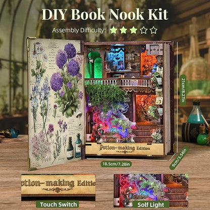 Book Nook KitTiny House Kits to Build to Live inDIY Wooden Crafts for Adults Mini Model Kits with LED Birthday and Valentine's Day Gift for Adults (Potion-Making Edition)