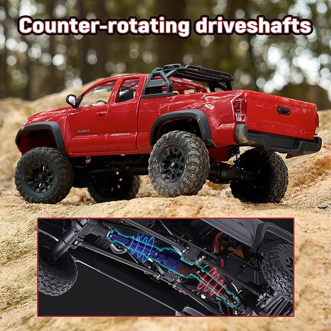 BEEZRC FMS 1/24 RC Crawler FCX24M Tacoma Toyota Official Licensed ABS Hard Body 4WD Off-Road RC Rock Truck2-Speed Transmission Hobby Grade Remote Control Car for Adults RTR Blue