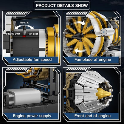 Mould King Aircraft Engine Toys Building Sets Mini Engine Model with Motor 10141 STEM DIY Project Building Kits Collectible Birthday Blocks for Adults Aged 14+ (2256 Pieces)