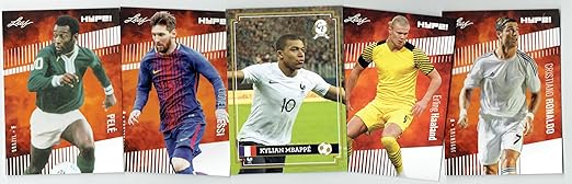 Mint Condition 5-Card Pack including Pele Messi C. Ronaldo Erling Haaland and Mbappe Rookie HYPE Cards Superpack