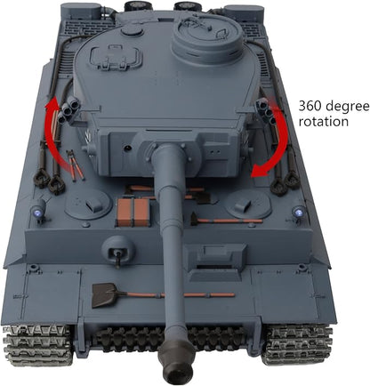 1/16 2.4ghz Remote Control German Tiger I Gray Color Tank Adults Model Toy(Upgraded/Metal Road Wheel &amp Tracks &amp Sprocket Wheel &amp Idle Wheel)(Steel Gear Gearbox)(5000mah Nimh Battery)(Airso