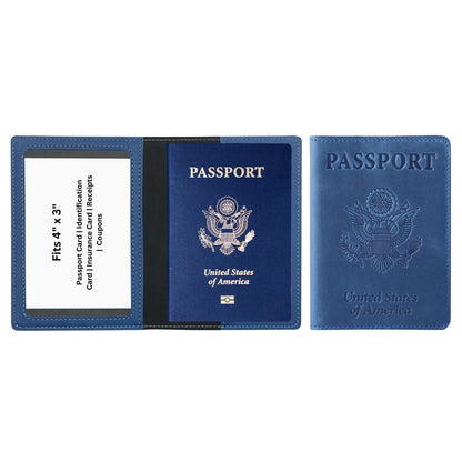 Ciana Passport Holder for Men and Women - PU Leather Passport Cover and Card Holder - Combo Slim Passport Holder with Card Protector Slot, Travel Must Haves (Light Blue)