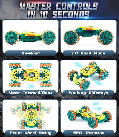A ALPHA Gesture Remote Control Car RC Stunt Car with 360° Flips 2.4GHz 4WD Remote Control Toy with Lights Music Birthday Xmas Gift for Boys 5 6 7 8-12 Year Old