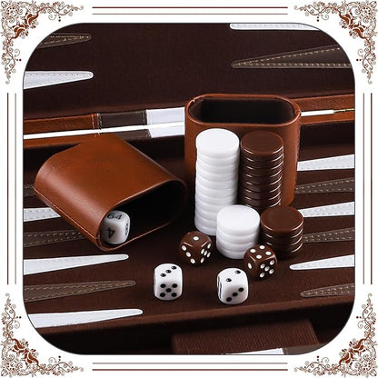Froggod 15 inch Backgammon Sets for Adults - Classic Board Game for Adults - Portable Travel Backgammon Set for 2 Players - Perfect Adult Board Games for Gifts &amp Family Fun(Brown)
