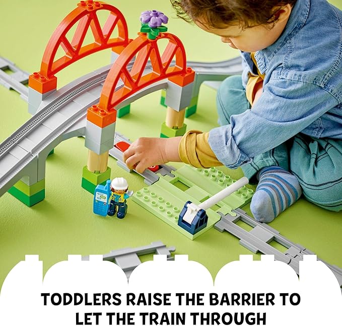 LEGO DUPLO Town Train Bridge and Tracks Expansion Set - 10 Extra Pieces of Train Tracks - Preschool and Toddler Train Set Ages 2+ - Building Toy for Boys and Girls - 10426