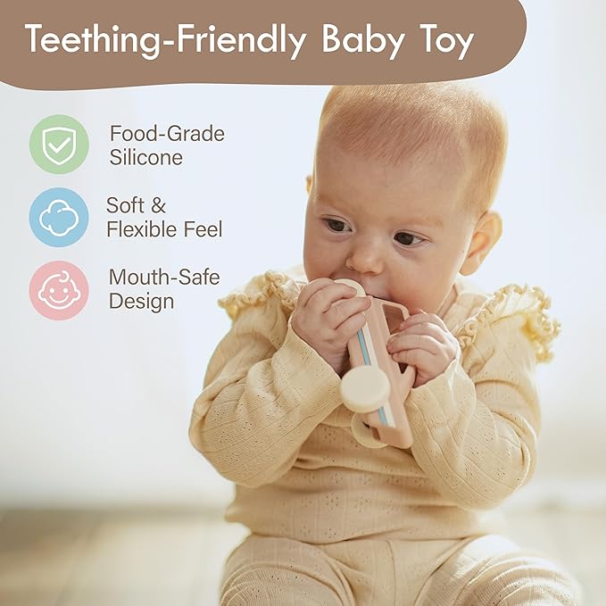 Moonkie Food Grade Silicone Toy Cars for Babies &amp Toddlers Push and Go Baby Car Toys 6–12 Months Hollow Design Infant Toys Baby Teething Toys 4–6 Months Birthday Gifts for Boys &amp Girls 3