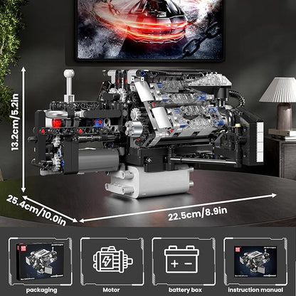 Mould King W12 Engine Toys Building Block Model Engine Kit for Adults V8 Engine Scale Model 10230 STEM DIY Building Kits That Works Blocks for Adults and Aged 14+ (871 Pieces)