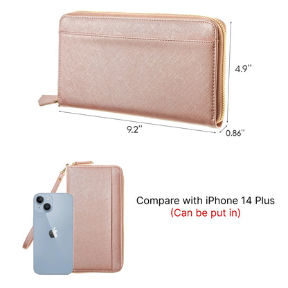 Travel Document Organizer - RFID Passport Wallet Case Family Holder Id Wristlet