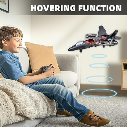 Foam Remote Control Airplane for Kids 8-12 2.4 GHz RC Plane with Colorful Lights 360° Flips and Stunt Roll RC Airplane Toy for Boys and Girls Ages 8-16 Gift for Kids and Adults (Gray)