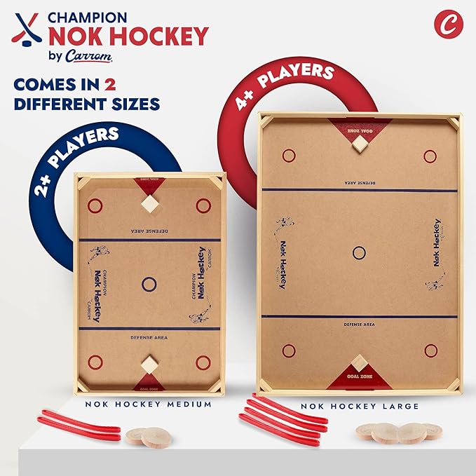 Carrom Champion Nok Hockey Game (Standard Size) — Wooden Board Games for Adults &amp Children — Indoor and Outdoor Games for Family — Sports Board Games