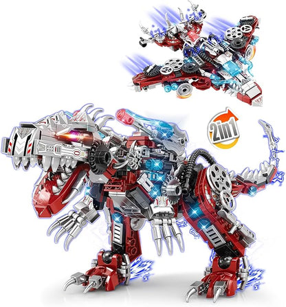 STEM 2 in1 Dinosaurs Building Set Compatible with Lego Dinosaur Set Transforming Fighter Jet Building Kit for Adults Educational Gift Toy for Kids Boys 6-10 (422 PCS)