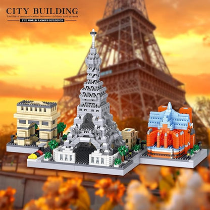 2462PCS Paris Skyline Micro Mini Blocks Architecture Building Set Model Kit with The Louvre and Eiffel Tower(Not Compatible with Lego Architecture Sets and Hard)Creative Decor Collection or Prensent