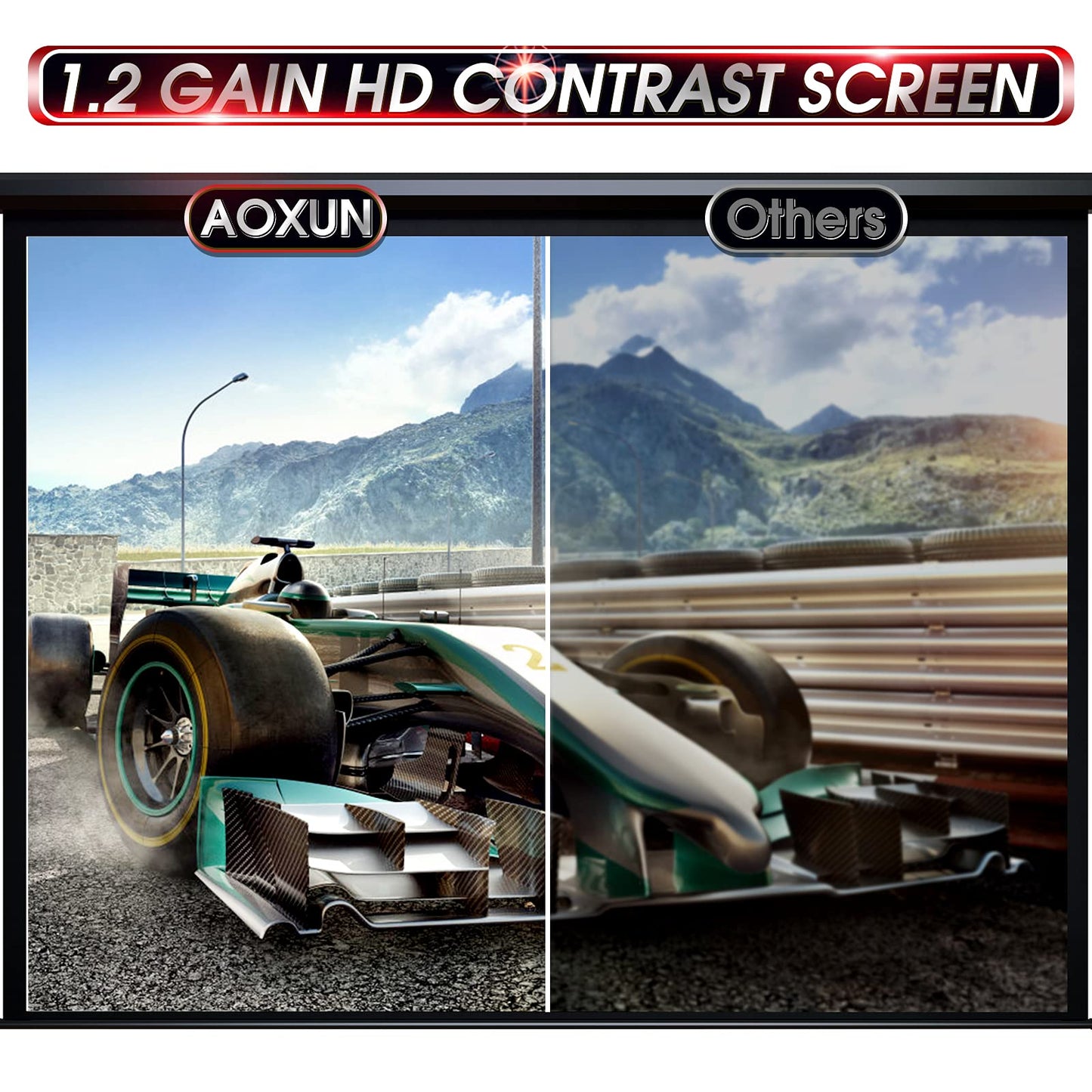 Aoxun 120" Motorized Projector Screen - Indoor and Outdoor Movies Screen 120 inch Electric 4:3 Projector Screen W/Remote Control