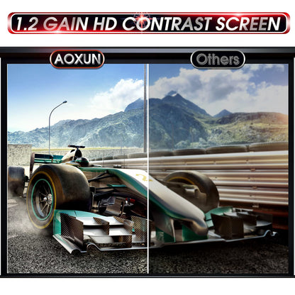 Aoxun 120" Motorized Projector Screen - Indoor and Outdoor Movies Screen 120 inch Electric 4:3 Projector Screen W/Remote Control
