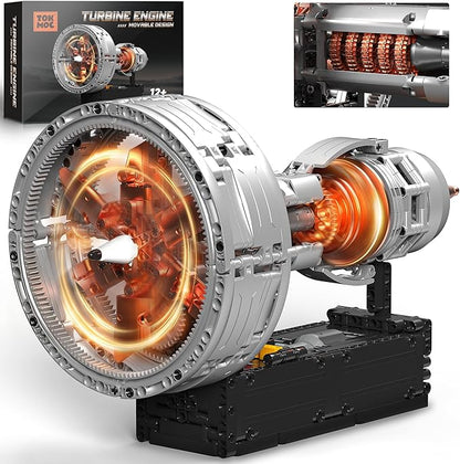 Motorized Turbofan Engine Building Blocks Realistic Aircraft Engine Building Set Jet Engine Replica with Motor Simulating Real Operation STEM Educational Toy &amp Aviation Gift 808Pcs