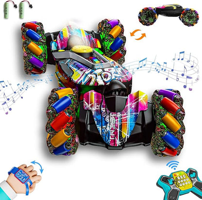 Gesture Sensing RC Stunt CarRemote Control Car Toys for Ages 5-7-13with Lights Music Spray4WD 360° Spins All Terrains Kids Toys RC Cars3-6 Year Old Boy Birthday Gift &amp 3-12 Best Gift for Kids