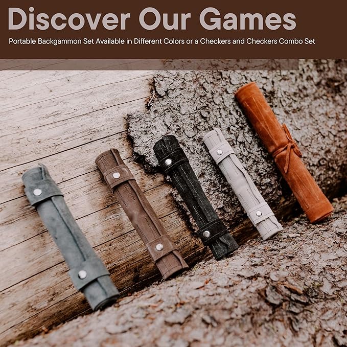 Sondergut Roll-up Portable Suede Deluxe Backgammon Game Set- Elegant Design Engraved Wood Stones Pop-Up Playing Field - Ideal for RV Travel Cruise Airplane Camping Backpacking Road Trips Etc.