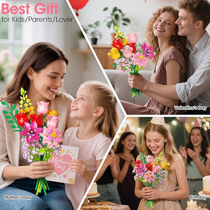 Flower Bouquet Building Blocks Set – 765Pcs DIY Floral Arrangement Toy for Home Office Decor Birthday Anniversary for Women Girls Kids Flowers Model Kit for Ages 6+