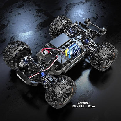 HYPER GO H16DR 1:16 Scale Ready to Run Fast Remote Control Car High Speed Jump RC Monster Truck Off Road RC Cars 4WD All Terrain RTR RC Truck with 2 LiPo Batteries for Boys and Adults