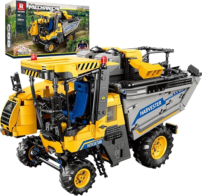 Reobrix Grape Harvester RC Tractor Building Set City Construction Vehicle Set 22026 Farm Technic Truck Model Kit for Adults Collection Decor or Gift for Adult and Machinery Lovers