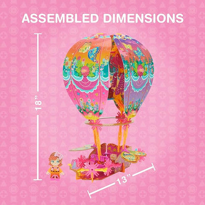 Butterfly Hot Air Balloon | Build-Your-Own Magical Adventure Play Set Kids 3D Puzzle Toy - STEM Girl Toys Ages 6-7 and Up (135+ Pieces)