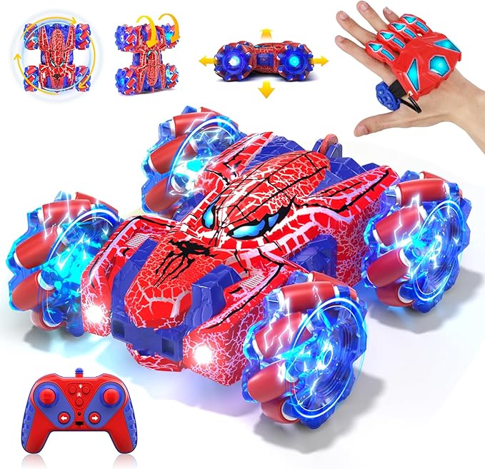 Spider Gesture Sensing Remote Control Car Double Sided RC Cars with Full-Body Light 2.4GHz Hand Controlled Rechargeable RC Stunt Car Toys for Boys 4 5 6 7 8 9 10 11 12