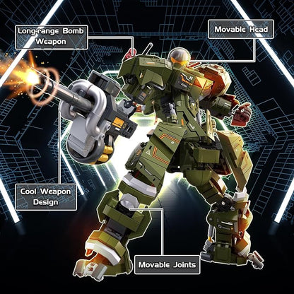 Mech Robot Transforming Building Blocks Set for Adults Green City Protector Mecha Model Action Figures Cool Creative Robots STEM Toys Gift for Teens Boys 598 Pieces