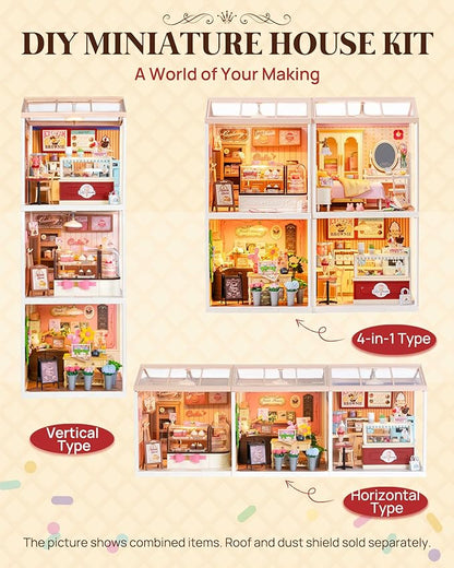 Rolife Super Creator DIY Miniature Plastic House Building Set Playset with LED Suitable for Mini Figures Construction Toys Diorama Kit Gifts for Adults (Flavorful Ice Cream)